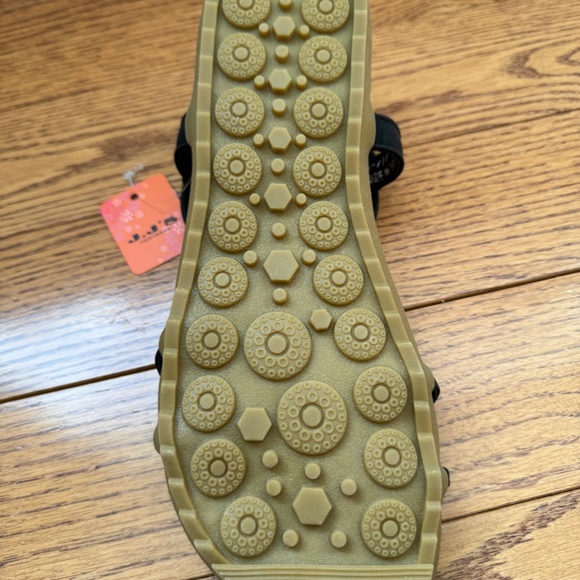 J.J's Brand Sandal with Black Straps and Gold/Rhinestone Embellishments - Picture 5 of 5